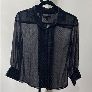 Banana Republic Sheer Navy Blue Blouse